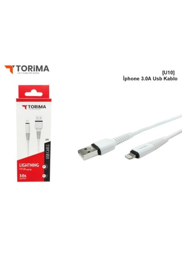 Torima U10 3A Iphone Usb Şarj Data Kablosu